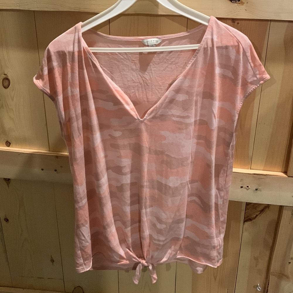 Lucky brand pink camo short sleeve top